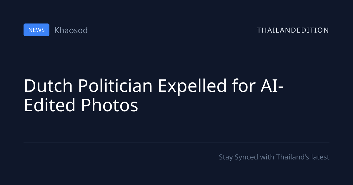 Dutch Politician Expelled for AI-Edited Photos | thailandedition