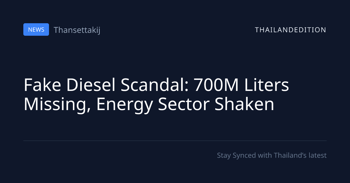 Fake Diesel Scandal: 700M Liters Missing, Energy | thailandedition