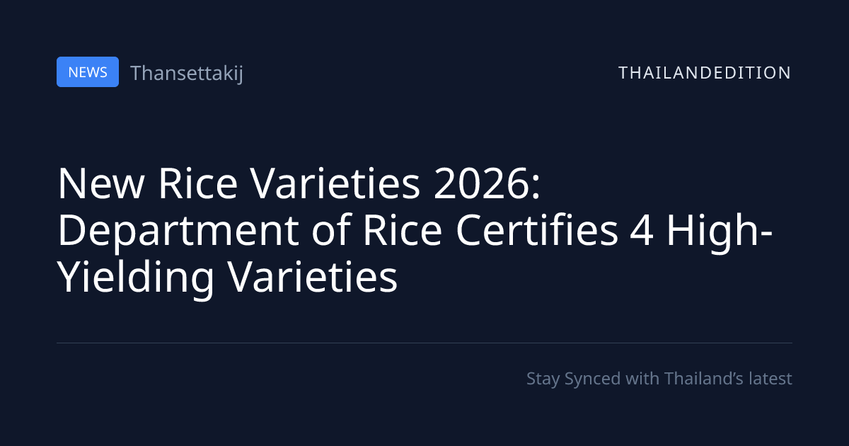 New Rice Varieties 2026: Department of Rice | thailandedition